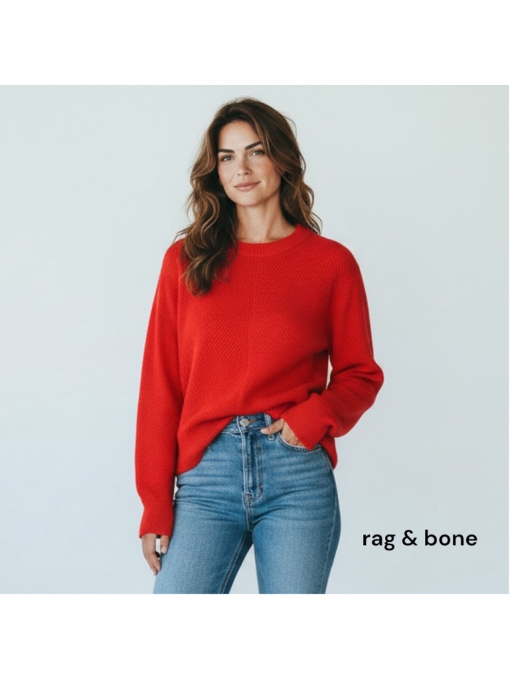 Women's rag & bone Crew Neck CASHMERE Sweater Red Size XS